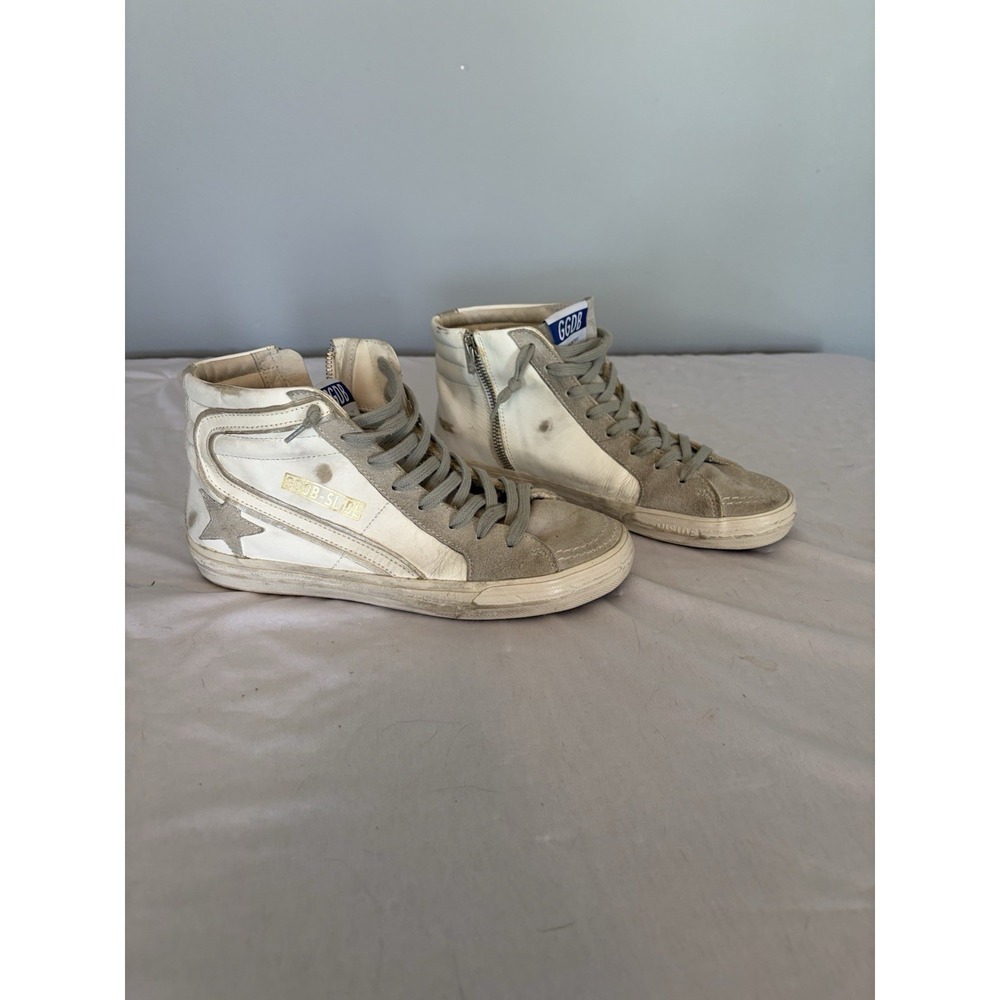 Golden Goose Slide High Top Sneakers Women's EU 39 US 8.5 Leather Distressed